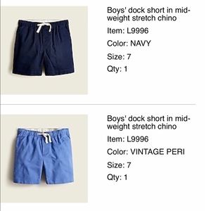 J. Crew Boys Dock Shorts in Mid-weight Stretch Chino. Bundle of 3 (Size 7)